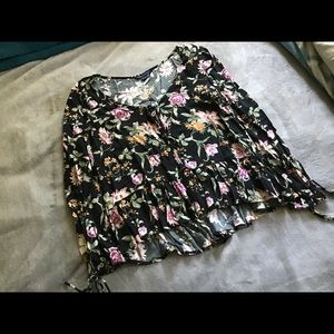Black floral blouse